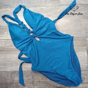 Bar III Like It Or Knot Ribbed One Piece Swimsuit Size S